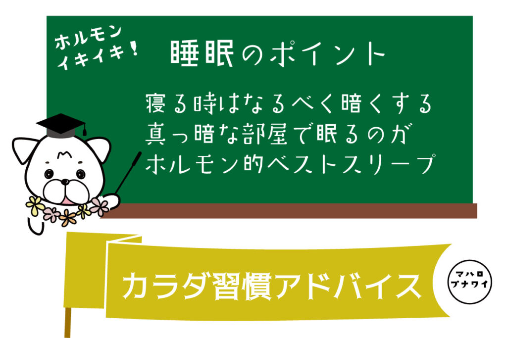 睡眠のポイント　寝る時はなるべく暗くする真っ暗な部屋で眠るのがホルモン的ベストスリープ